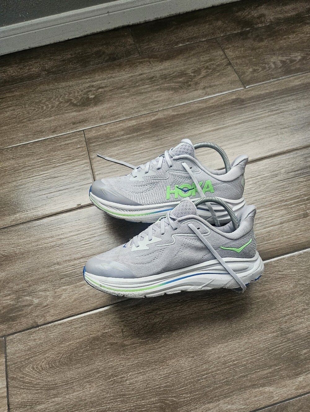HOKA Women's Grey and Green Running Shoes